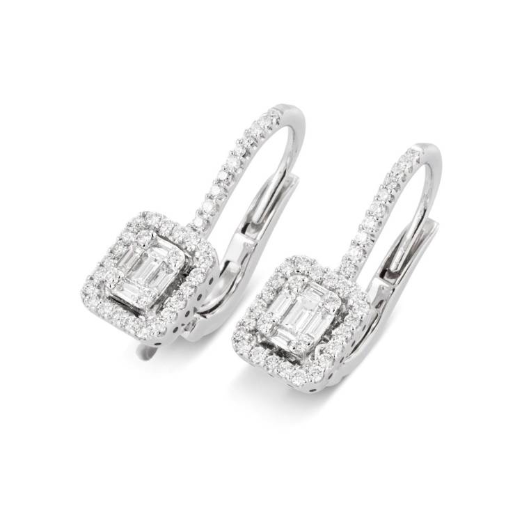 Ponte Vecchio Benvenuto 18ct White Gold 0.59ct Diamond Cluster Drop Earrings - White Gold