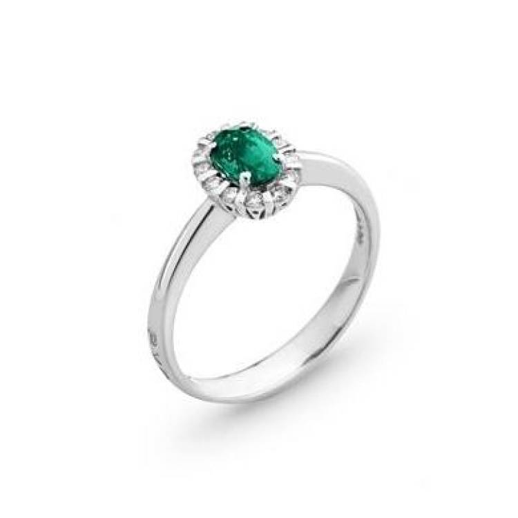 Ponte Vecchio Eternity 18ct White Gold 0.50ct Emerald Diamond Oval Cut Ring - White Gold