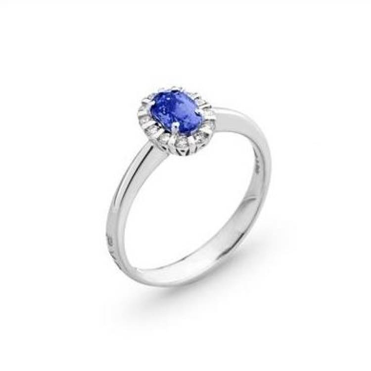 Ponte Vecchio Eternity 18ct White Gold 0.70ct Sapphire Diamond Oval Cut Ring - White Gold