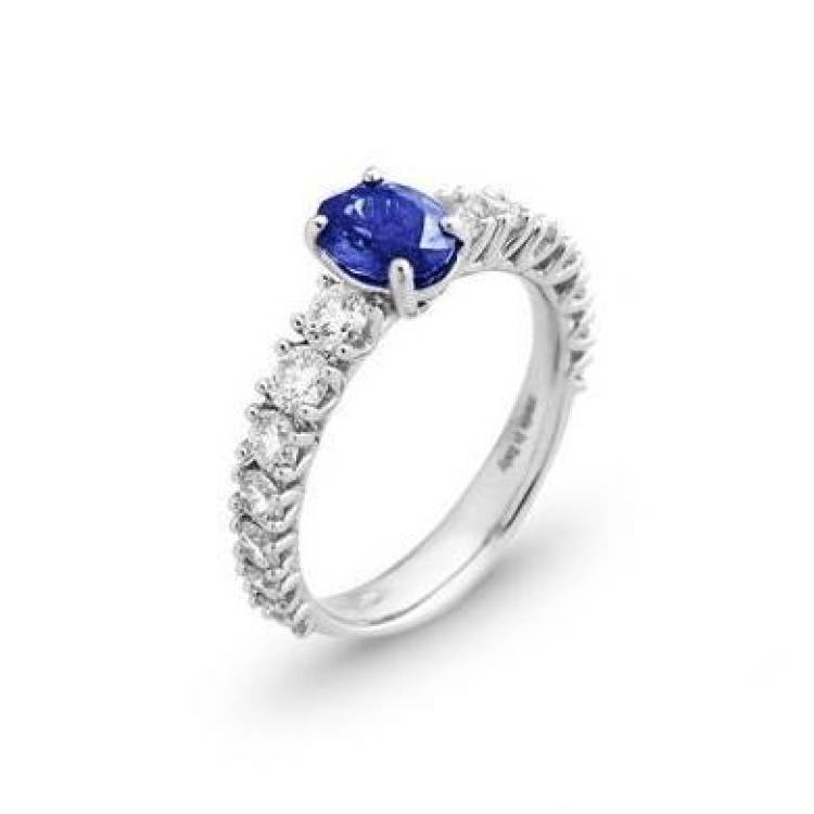Ponte Vecchio Eternity 18ct White Gold 1.20ct Sapphire Diamond Oval Cut Ring - White Gold