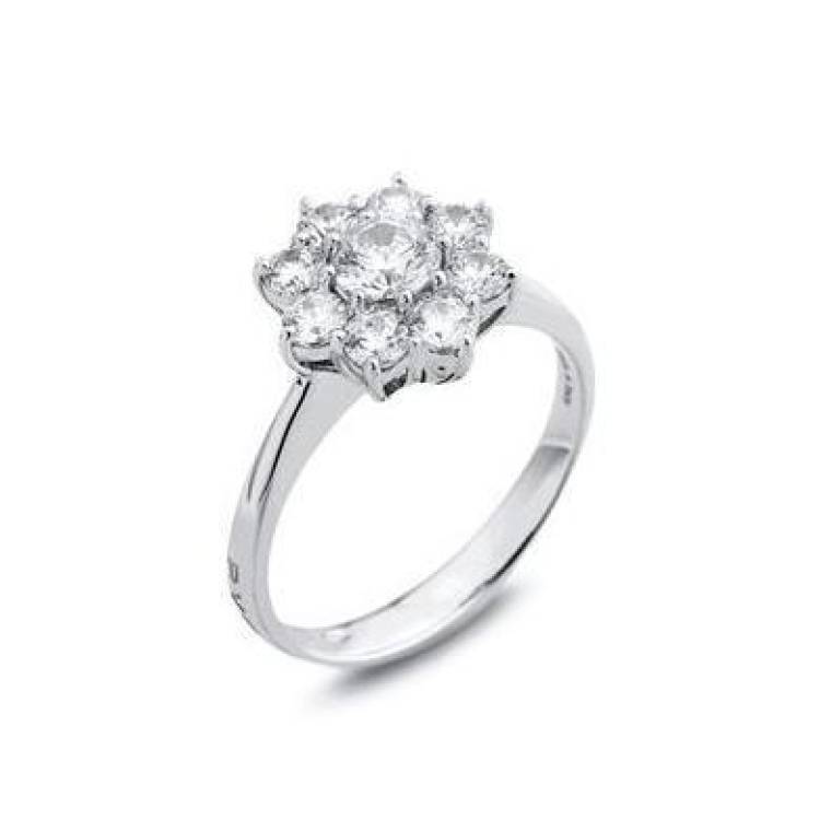 Ponte Vecchio Eternity 18ct White Gold 1.21ct Diamond Floral Cluster Ring - White Gold