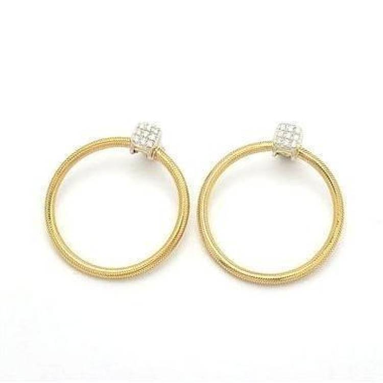 Ponte Vecchio Nobile 18ct Yellow Gold 0.32ct Diamond Hoop Drop Earrings - Yellow Gold