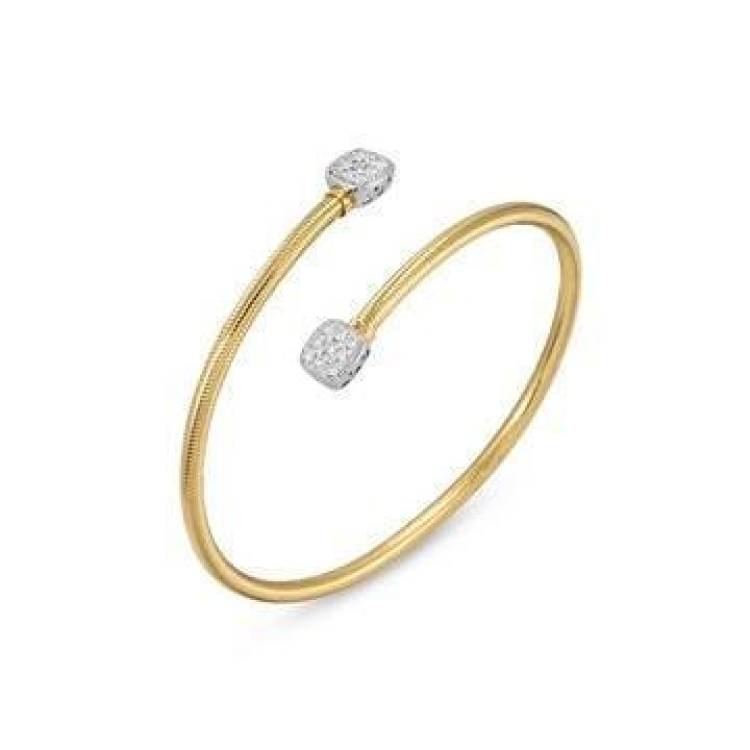 Ponte Vecchio Nobile 18ct Yellow Gold 0.32ct Diamond Twist Bangle - Yellow Gold