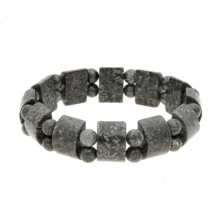 Preseli Bluestone Arc and Bead Stretch Bracelet D - Option1 Value Silver
