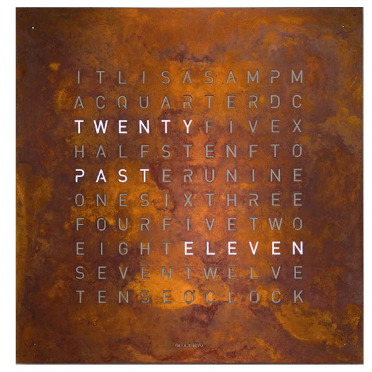 QLOCKTWO 180 Creators Edition Rust Wall Clock 180cm - Brown