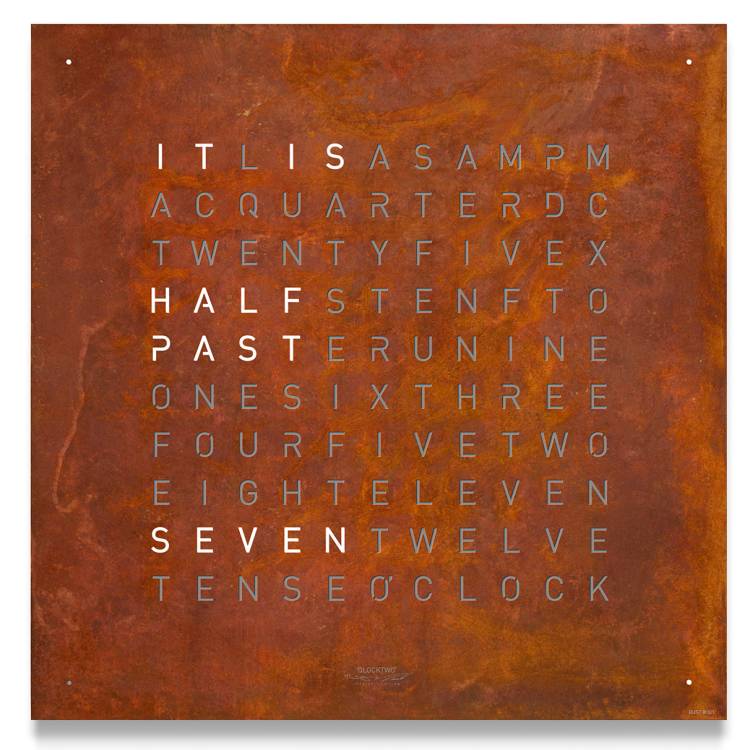 QLOCKTWO Classic Creators Edition Rust Wall Clock 45cm - Brown