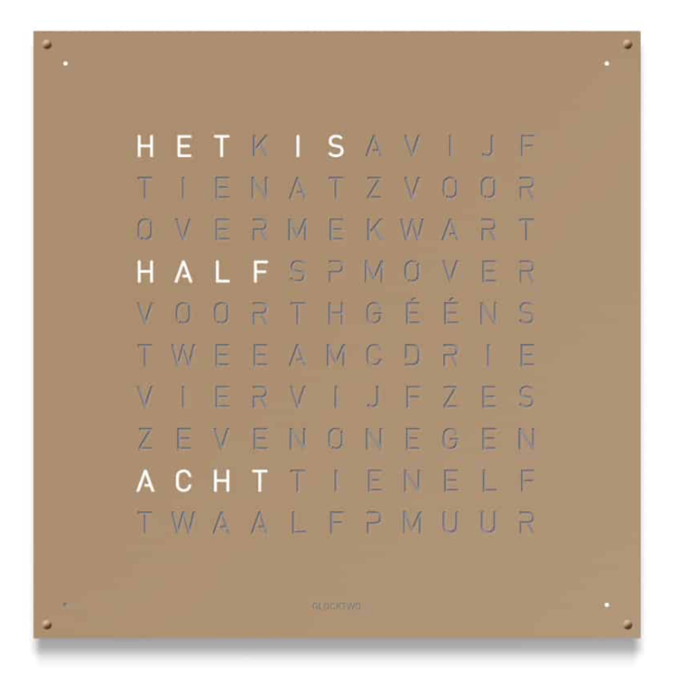 QLOCKTWO Large Hazelnut Wall Clock 90cm - Brown
