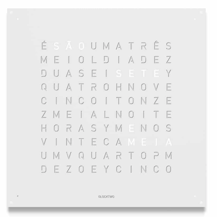 QLOCKTWO Large White Pepper Wall Clock 90cm - White