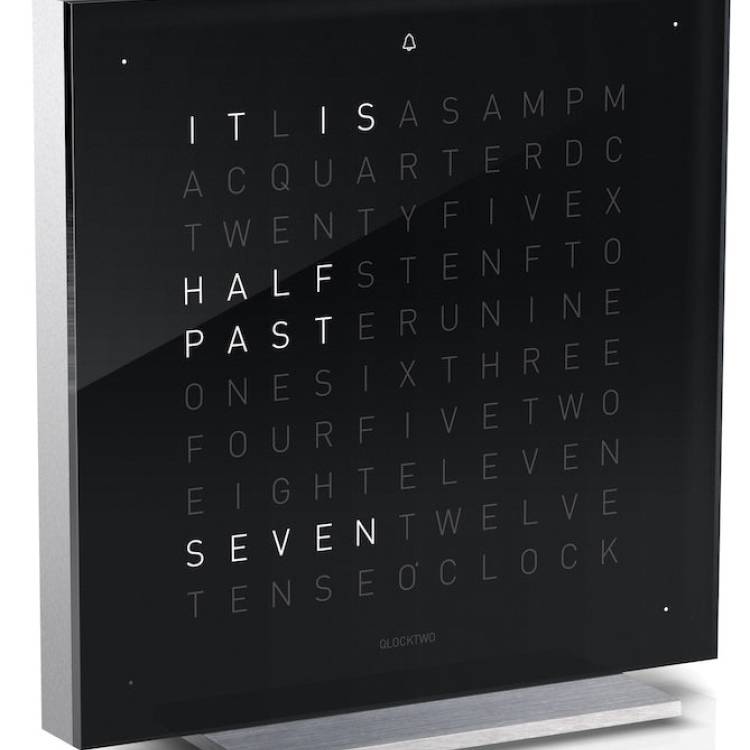 QLOCKTWO Touch Black Ice Tea Table Clock Aluminium 13.5cm - Black