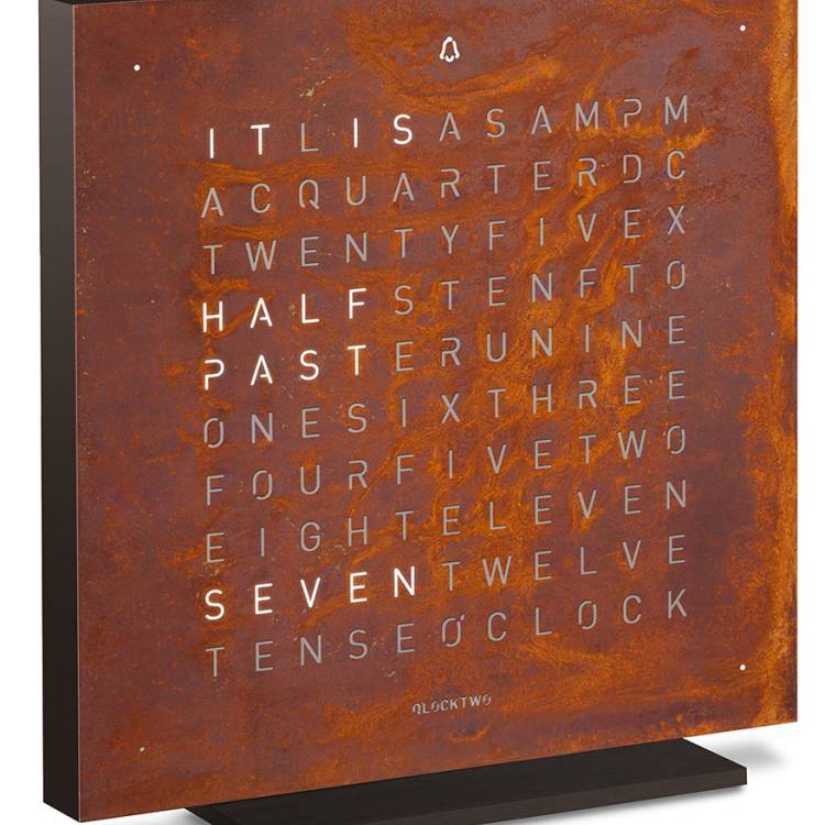 QLOCKTWO Touch Creators Edition Rust Table Clock 13.5cm - Brown