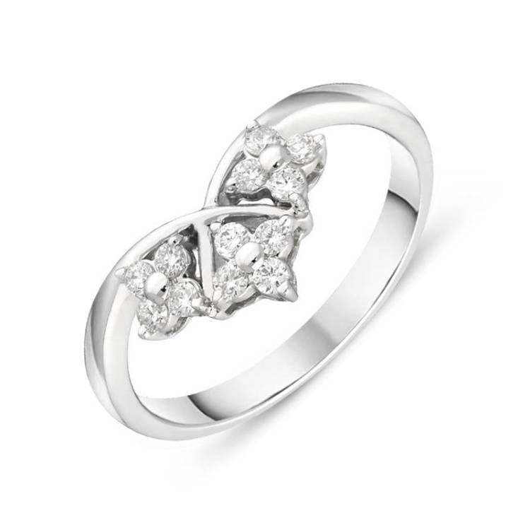 18ct White Gold 0.20ct Diamond Three Flower Ring