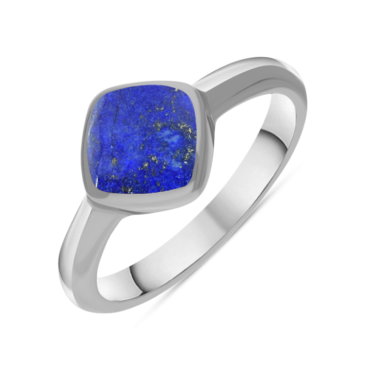 Sterling Silver Lapis Lazuli Cushion Ring - Silver