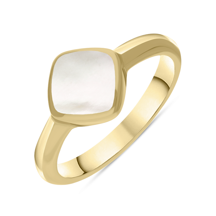 9ct Yellow Gold Mother of Pearl Cushion Ring - Yellow Gold