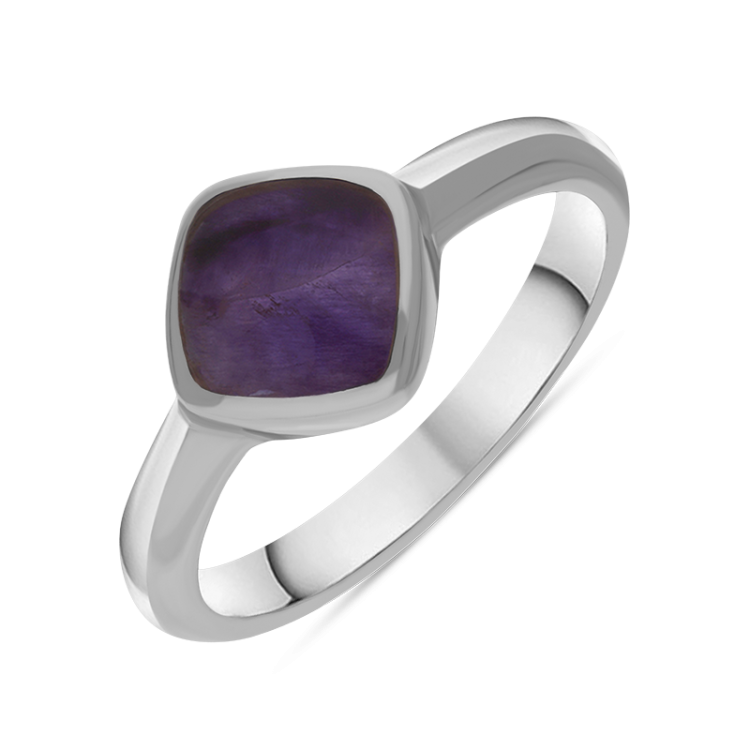 Sterling Silver Blue John Cushion Ring - Silver