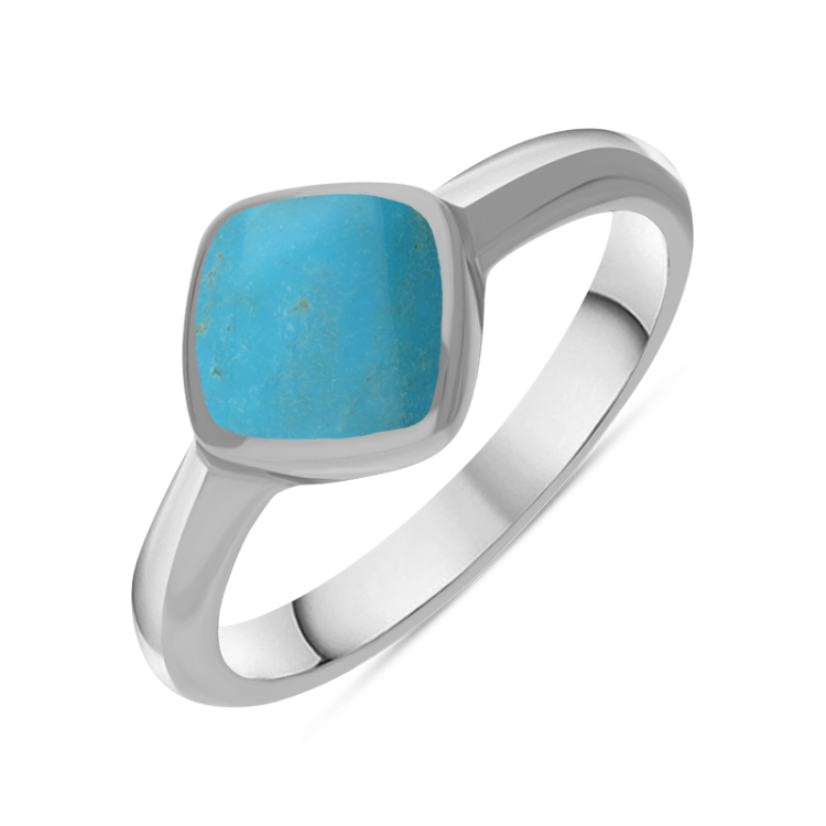 Sterling Silver Turquoise Cushion Ring - Silver
