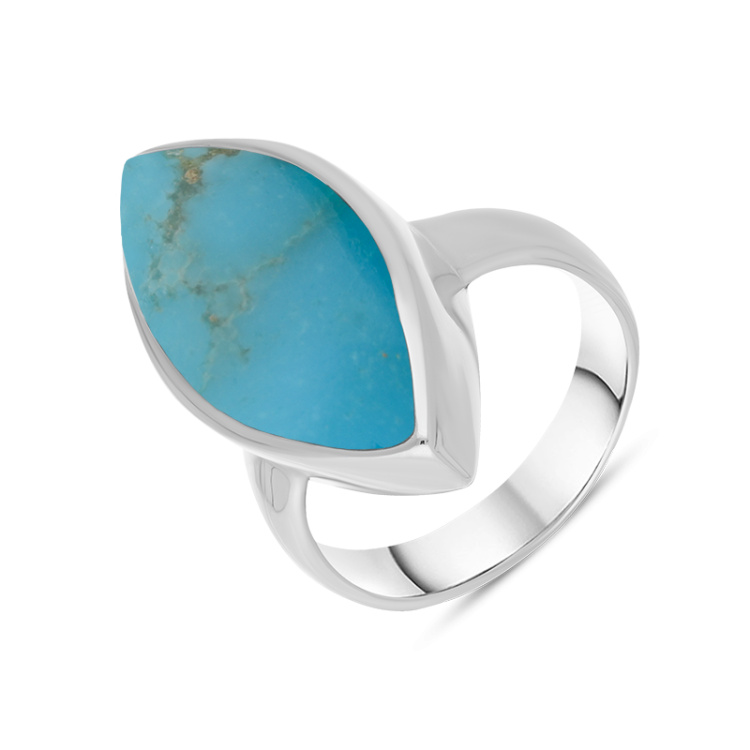 Sterling Silver Turquoise Chunky Marquise Ring D
