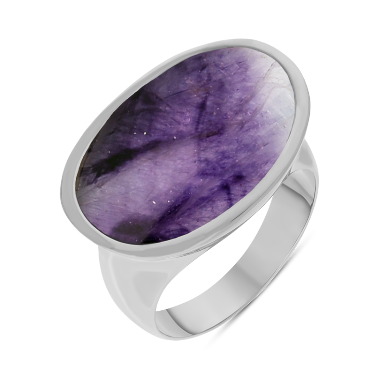 Sterling Silver Blue John Oval Statement Ring D - Option1 Value Silver