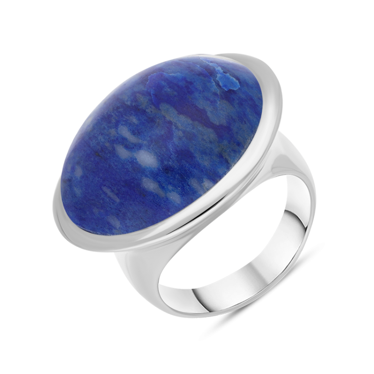 Sterling Silver Lapis Lazuli Wide Oval Flow Ring D