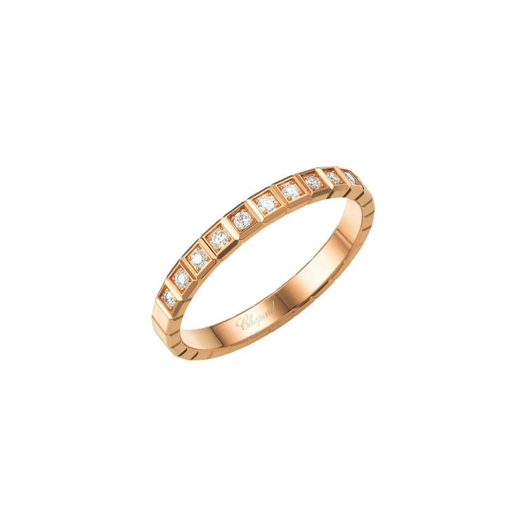 Chopard Ice Cube 18ct Rose Gold Diamond Half Set Slim Ring - 52