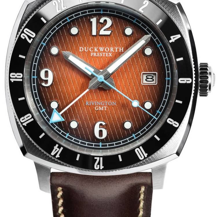 Duckworth Prestex Watch Rivington GMT Orange Fume Brown Leather