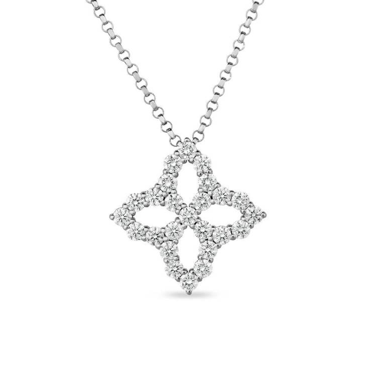Roberto Coin Diamond Princess 18ct White Gold 0.48ct Diamond Pendant Necklace