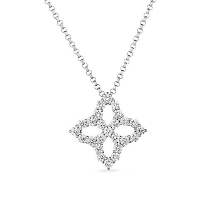 Roberto Coin Diamond Princess 18ct White Gold Diamond Pendant Necklace