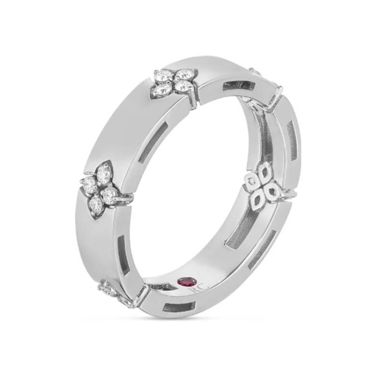 Roberto Coin Love in Verona 18ct White Gold Diamond 4.5mm Wide Ring - 08-(48)