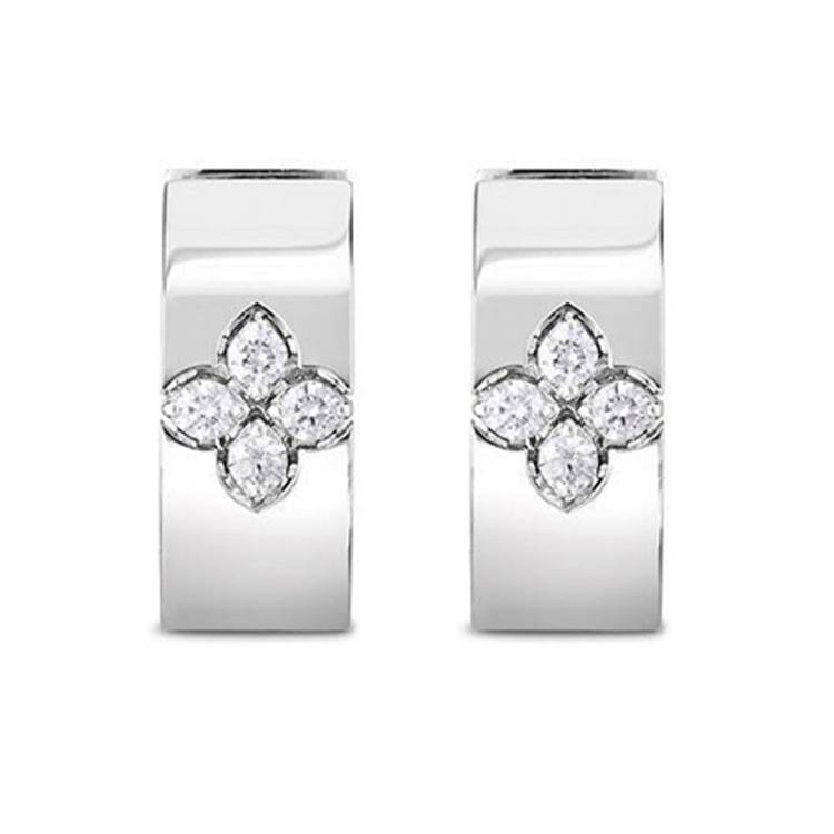 Roberto Coin Love in Verona 18ct White Gold Diamond Large Hoop Earrings