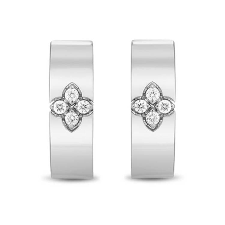 Roberto Coin Love in Verona 18ct White Gold Diamond Small Hoop Earrings