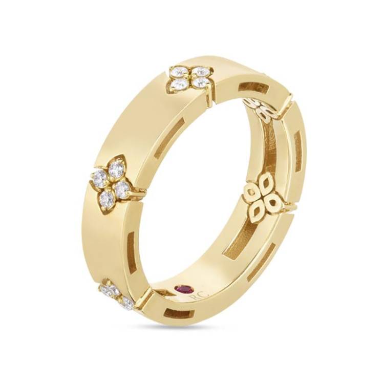 Roberto Coin Love in Verona 18ct Yellow Gold Diamond 4.5mm Wide Ring - 16-(56)