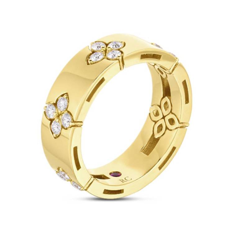Roberto Coin Love in Verona 18ct Yellow Gold Diamond 6mm Wide Ring - 18-(58)
