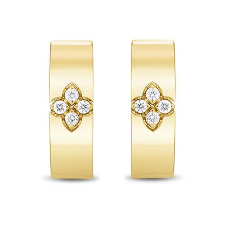 Roberto Coin Love in Verona 18ct Yellow Gold Diamond Small Hoop Earrings