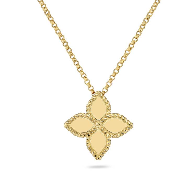 Roberto Coin Princess Flower 18ct Yellow Gold Pendant Necklace