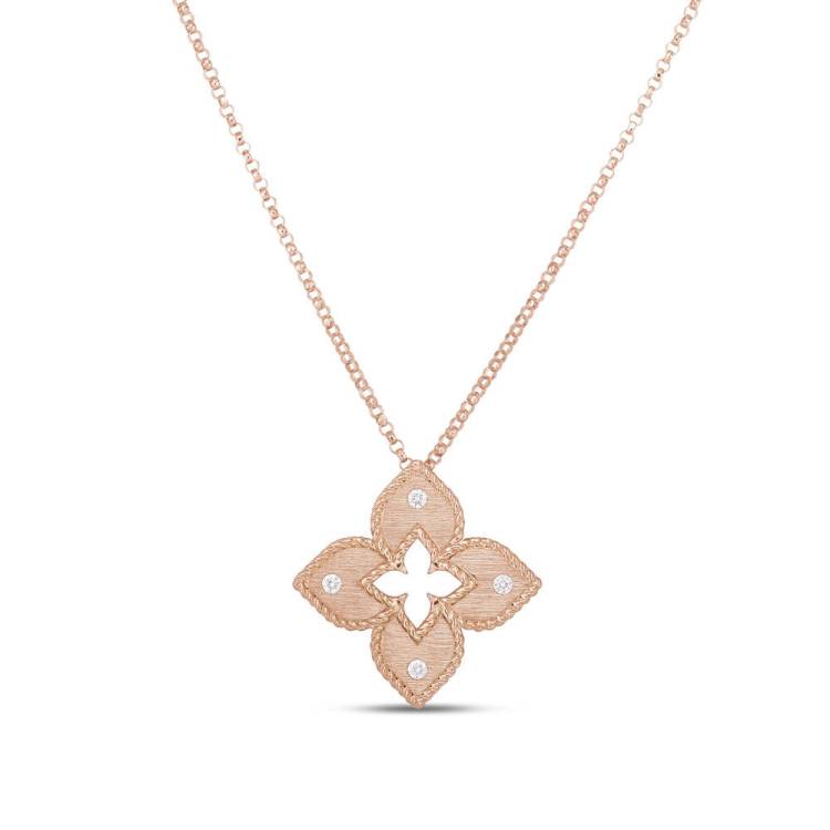Roberto Coin Venetian Princess 18ct Rose Gold Diamond Pendant Necklace - Rose Gold