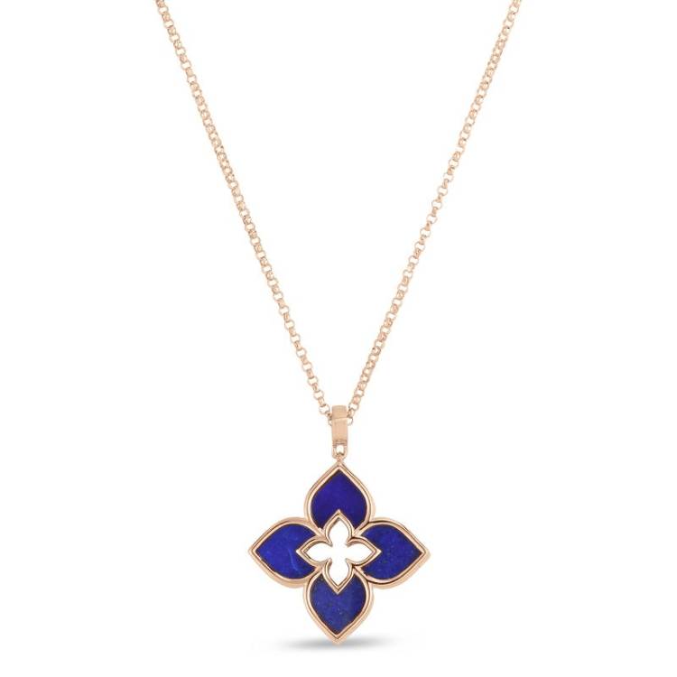 Roberto Coin Venetian Princess 18ct Rose Gold Lapis Lazuli Necklace