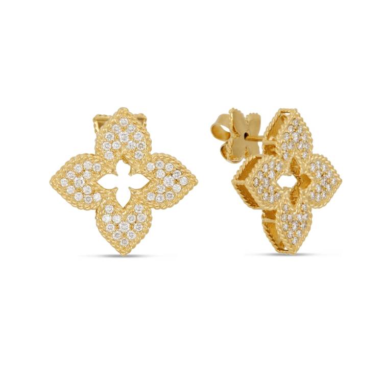 Roberto Coin Venetian Princess 18ct Yellow Gold Diamond Stud Earrings - Yellow Gold