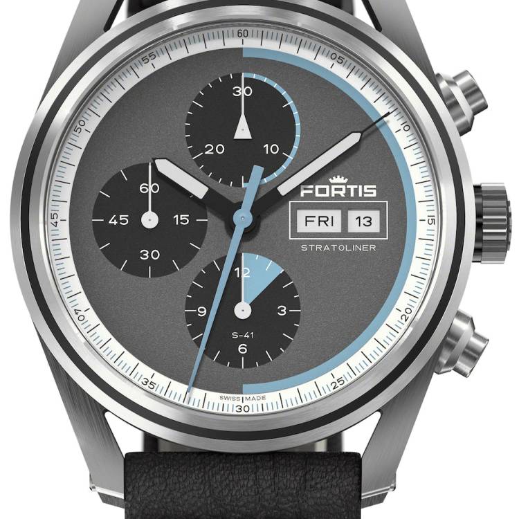 Fortis Watch Stratoliner Cosmic Grey Aviator Strap - Grey