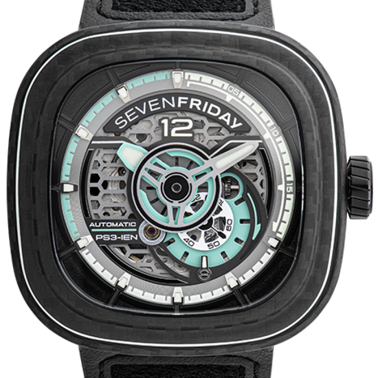 SevenFriday Watch PS3/01 Carbon Jade Limited Edition - Black