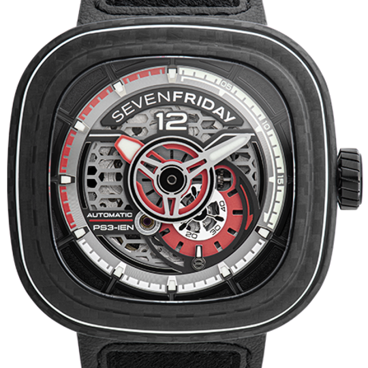 SevenFriday Watch PS3/02 Carbon Ruby Limited Edition - Black