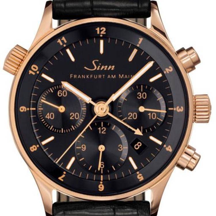 Sinn Watch 6000 Finance Center Rose Gold Leather - Black