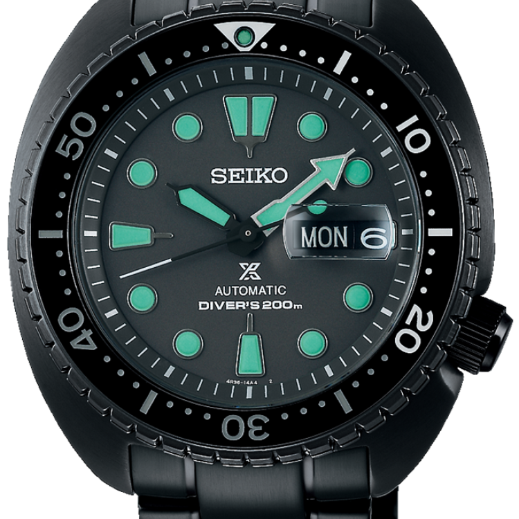 Seiko Watch Prospex Black Series Night Vision Turtle Diver