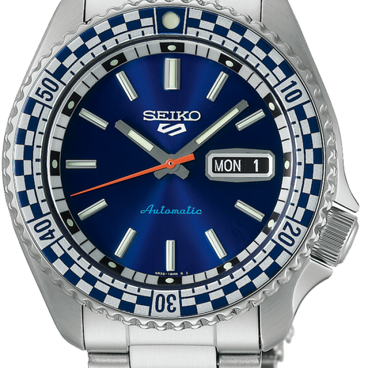Seiko Watch 5 Sports Petrol Blue Checkered Flag Special Edition