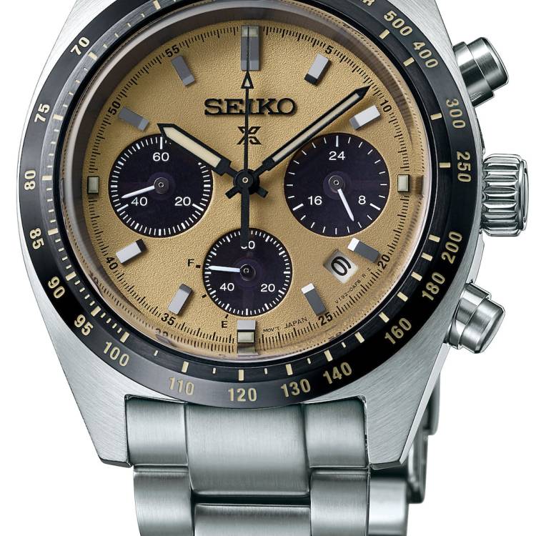 Seiko Watch Prospex Speedtimer Chronograph Solar 1969 Recreation - Tan