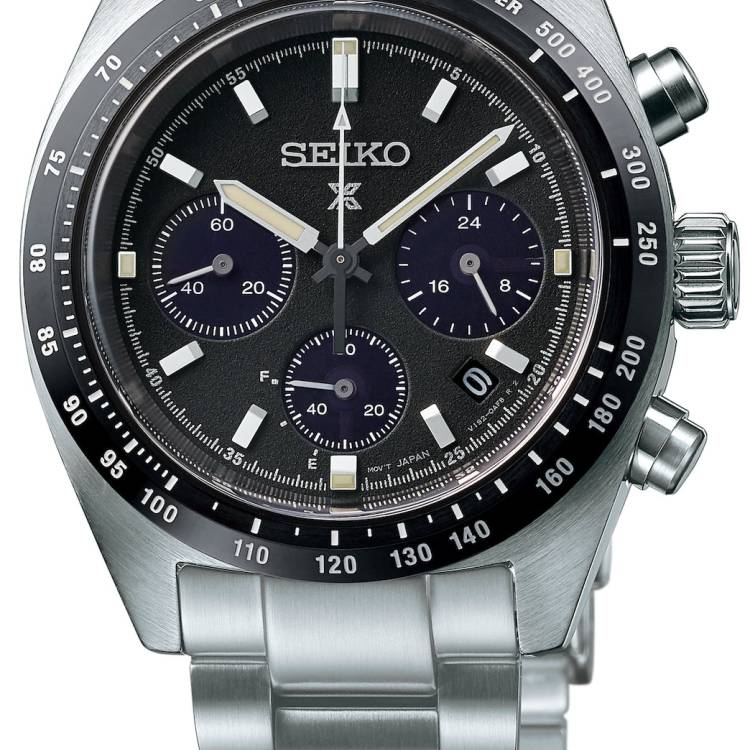 Seiko Watch Prospex Speedtimer Chronograph Solar 1969 Recreation - Black