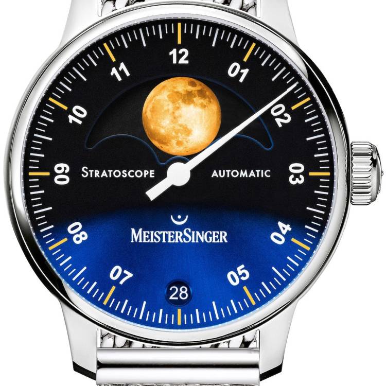 MeisterSinger Watch Stratoscope Golden Moon Milanaise Bracelet