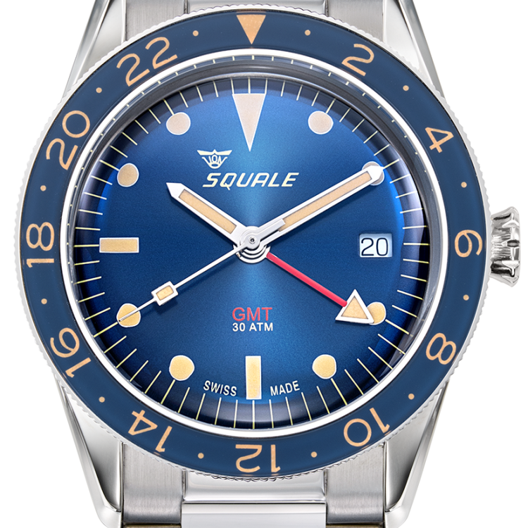 Squale Watch Sub-39 GMT Blue Vintage Bracelet - Blue