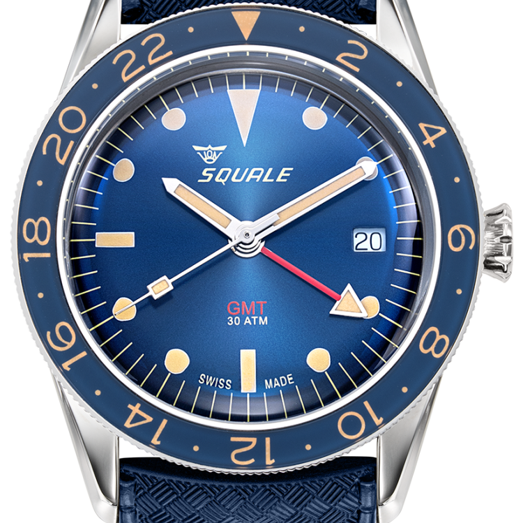 Squale Watch Sub-39 GMT Blue Vintage Rubber