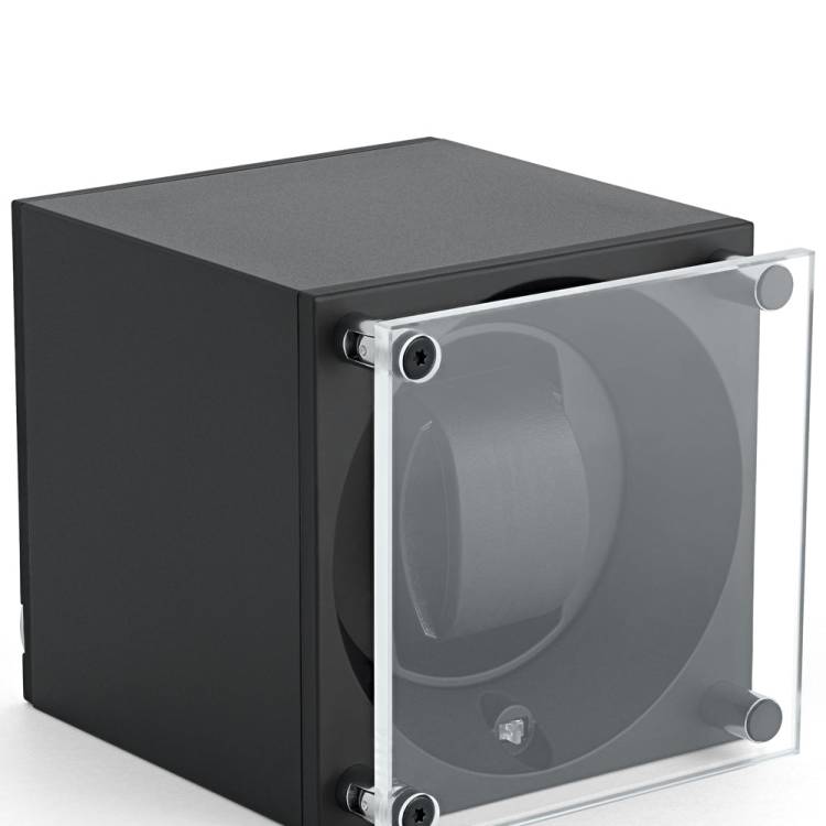 Swiss Kubik Watch Winder Single Black Window Protection - Black
