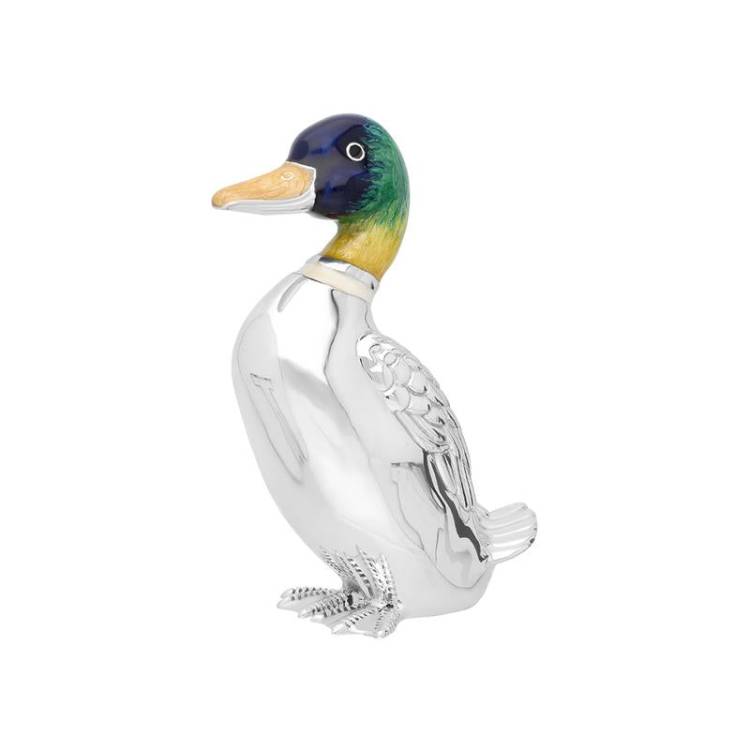 Saturno Sterling Silver Enamel Medium Sat Duck Figurine