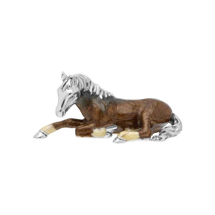 Saturno Sterling Silver Enamel Medium Sitting Horse Figurine